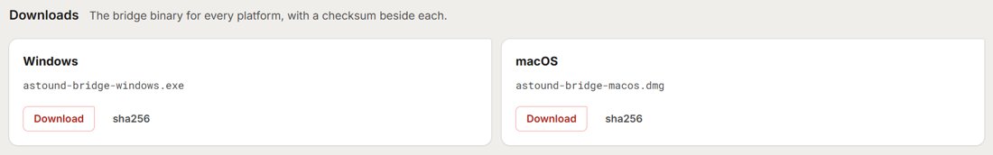 Downloads section with Windows and macOS download buttons
